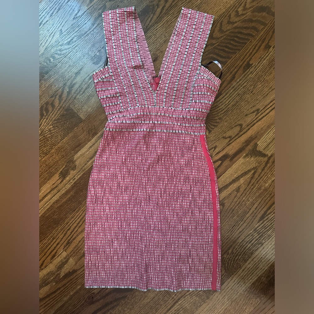 Herve Leger Pink Houndstooth Bandage Dress size small